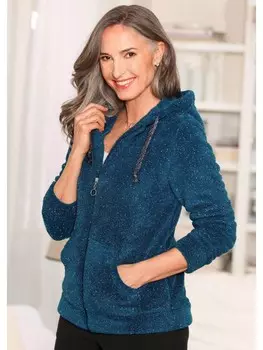 Кардиган GOLDNER Flausch-Freizeitjacke, цвет petrol