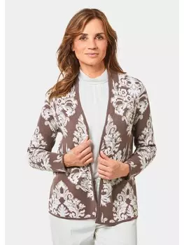 Кардиган GOLDNER Jacquard Strickjacke, цвет toffee/stein/gemustert