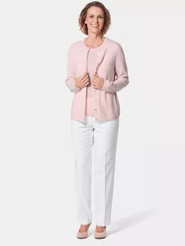 Кардиган GOLDNER Kaschmirstrickjacke mit Rundhalsausschnitt, цвет puder