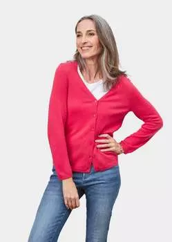 Кардиган GOLDNER Kaschmirstrickjacke mit V Ausschnitt, розовый
