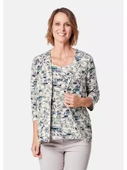 Кардиган GOLDNER Shirtjacke, цвет wei/mint/gemustert