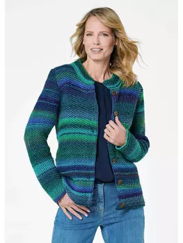 Кардиган GOLDNER Strickjacke, цвет blau/grn/gemustert