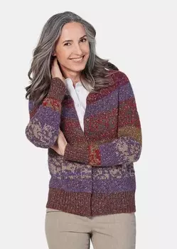 Кардиган GOLDNER Strickjacke, цвет dunkelrot/gemustert