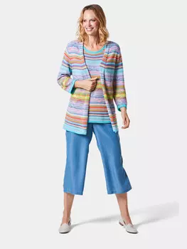 Кардиган GOLDNER Strickjacke, цвет eisblau/gemustert