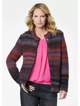 Кардиган GOLDNER Strickjacke, цвет marine/rot/gemustert