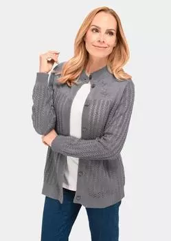 Кардиган GOLDNER Strickjacke, цвет mittelgrau/melange