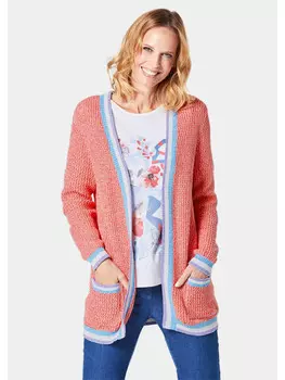Кардиган GOLDNER Strickjacke, цвет papaya/gemustert
