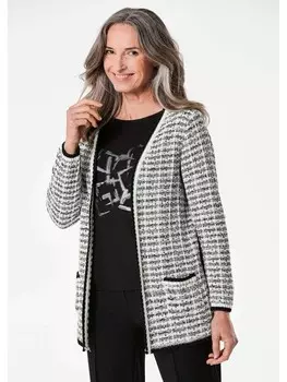 Кардиган GOLDNER Strickjacke, цвет schwarz/cremewei/gemustert