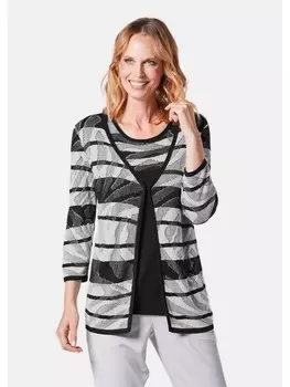 Кардиган GOLDNER Strickjacke, цвет schwarz/wei/gemustert
