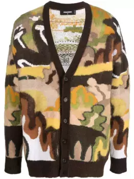 Кардиган Gouache с графичным принтом DSQUARED2, коричневый