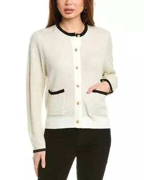 Кардиган Gracia из текстурированной шерстяной смеси, белый