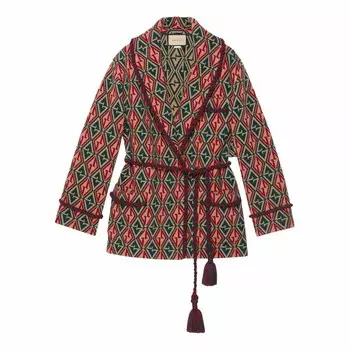 Кардиган Gucci, бежевый/зеленый/красный