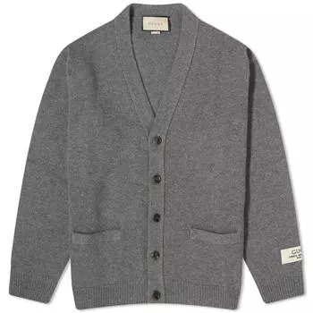 Кардиган Gucci Cashmere Patch Logo, серый