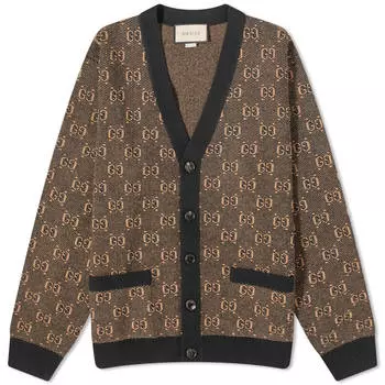 Кардиган Gucci GG Logo Knit, коричневый