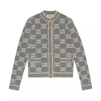 Кардиган Gucci GG Wool Boucl Jacquard Cardigan Grey/Ivory, серый