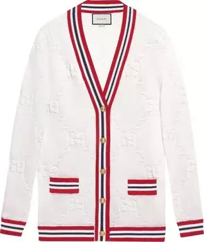 Кардиган Gucci Sylvie Web Knit Cardigan Ivory/Red, слоновая кость