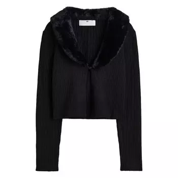 Кардиган H&amp;M Fluffy-collared, черный