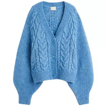 Кардиган H&amp;M Oversized Cable-knit, голубой