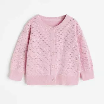 Кардиган H&amp;M Pointelle-knit, розовый