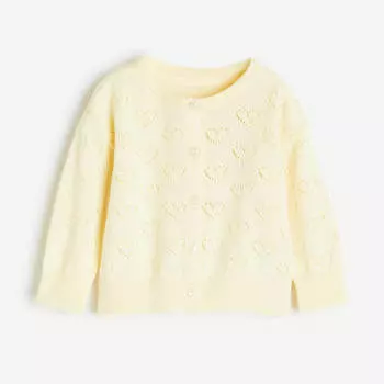 Кардиган H&amp;M Pointelle-knit, светло желтый