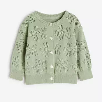 Кардиган H&amp;M Pointelle-knit, зеленый