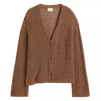 Кардиган H&amp;M Trend Knit Cotton, темно-бежевый