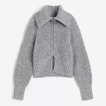 Кардиган H&M Collar and Zipper, светло-серый