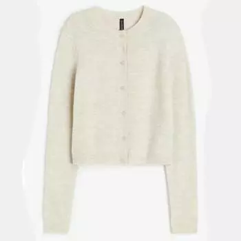 Кардиган H&M Fine-knit, светло-бежевый меланжевый