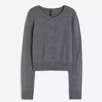 Кардиган H&M Fine-knit, темно-серый меланжевый