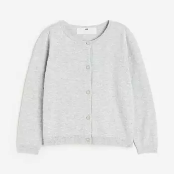 Кардиган H&M Kids Fine-knit Cotton, светло-серый