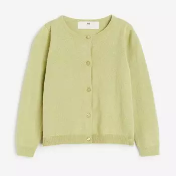 Кардиган H&M Kids Fine-knit Cotton, светлый пыльно-зеленый