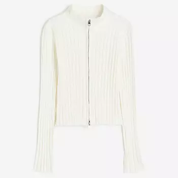 Кардиган H&M Kids Rib-knit with Zipper, белый