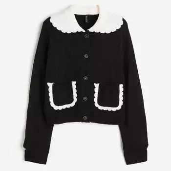 Кардиган H&M Peter Pan Collar, черный