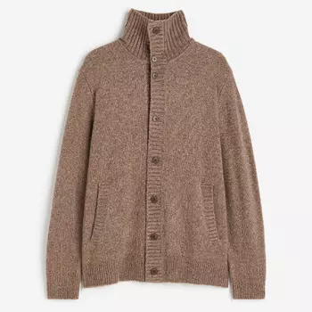 Кардиган H&M Regular Fit High Collar, бежевый