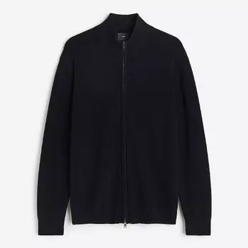 Кардиган H&M Regular Fit Zip-front, темно-синий