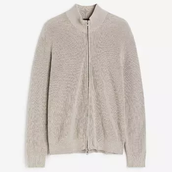 Кардиган H&M Regular Fit Zip-front, бежевый