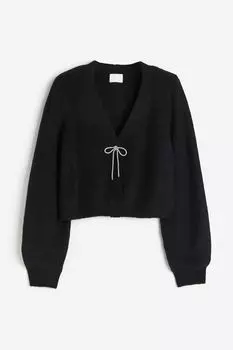 Кардиган H&M Rhinestone-bow, черный