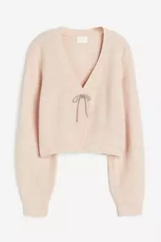 Кардиган H&M Rhinestone-bow, розовый