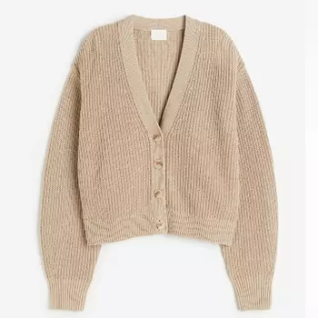 Кардиган H&M Rib-knit, бежевый