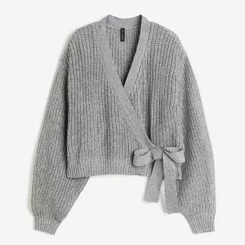 Кардиган H&M Rib-knit Wrap, серый