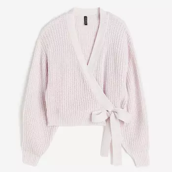 Кардиган H&M Rib-knit Wrap, светло-розовый