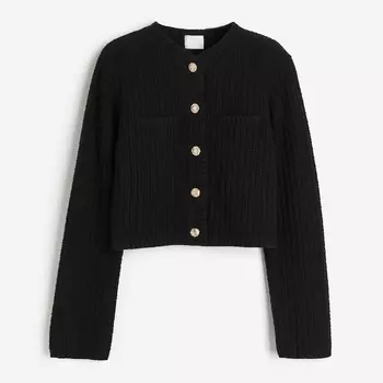Кардиган H&M Short Textured-knit, черный