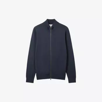 Кардиган Hampshire из мериносовой шерсти с воротником-воронкой и молнией Reiss, синий