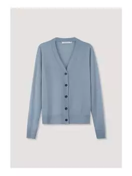 Кардиган Hessnatur Strickjacke Regular aus reiner Bio Merinowolle, цвет helles jeansblau