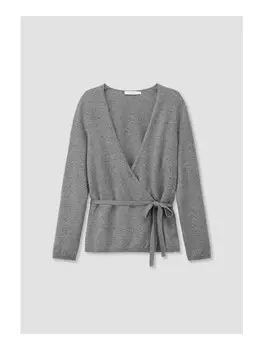 Кардиган Hessnatur Strickjacke Regular aus weicher Schurwolle, серый