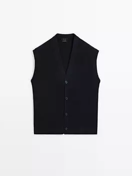 Кардиган хлопковой вязки без рукавов Massimo Dutti, синий