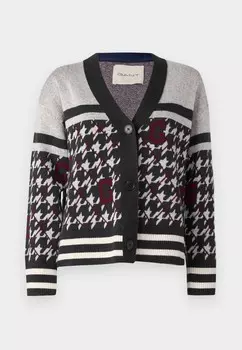 Кардиган HOUNDSTOOTH V NECK CARDIGAN GANT, темно-синий