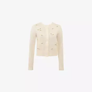 Кардиган House Of Cb Anjou с цветочной вышивкой, кремовый