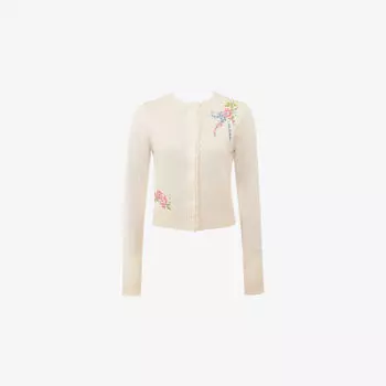 Кардиган House Of Cb Anjou с цветочной вышивкой, бежевый