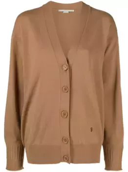 Кардиган Iconic из вирджинской шерсти с логотипом STELLA MCCARTNEY, коричневый